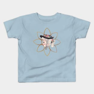 Vintage eyelash lady head vase in profile Kids T-Shirt